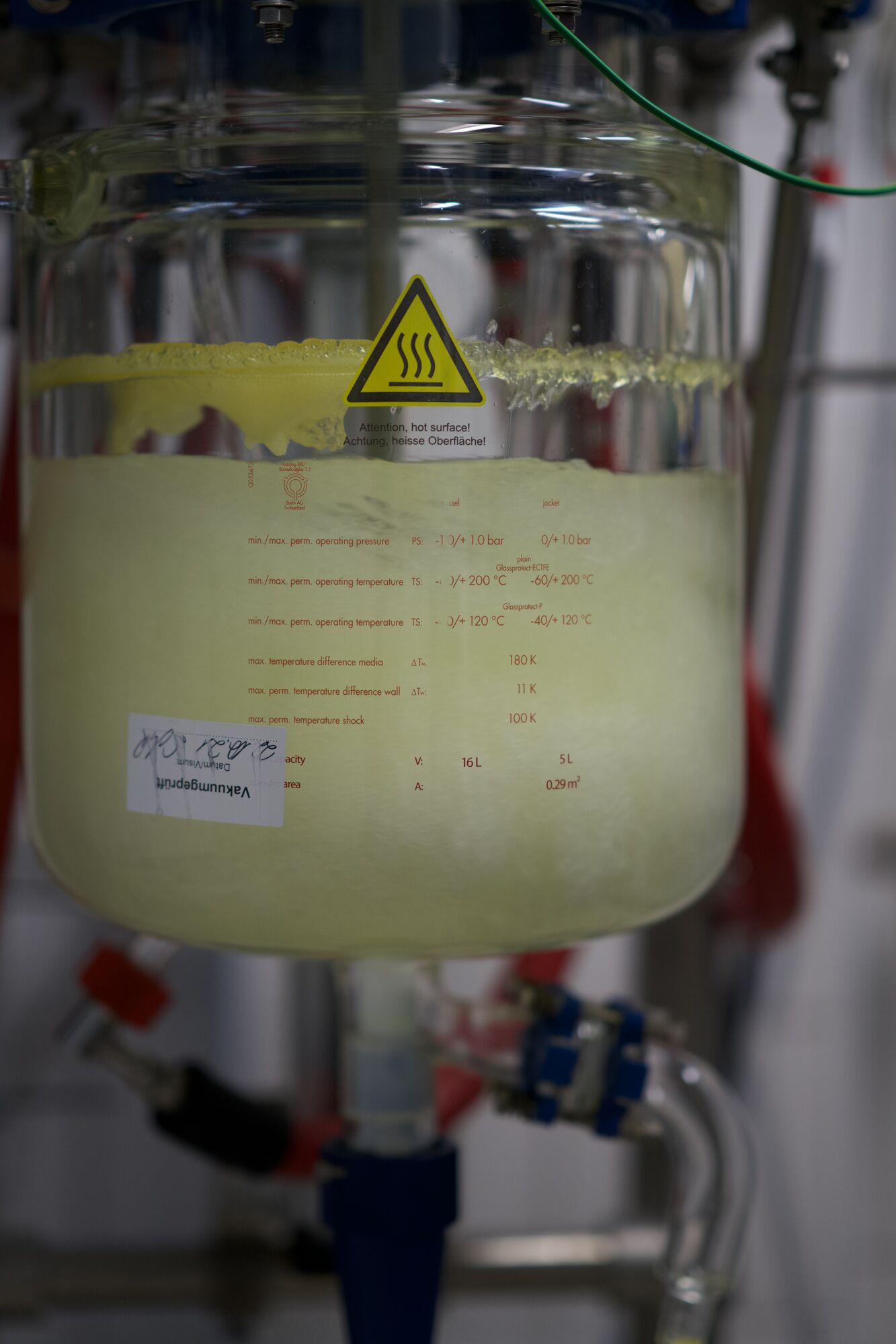 Cloudy white reaction in a glass reactor