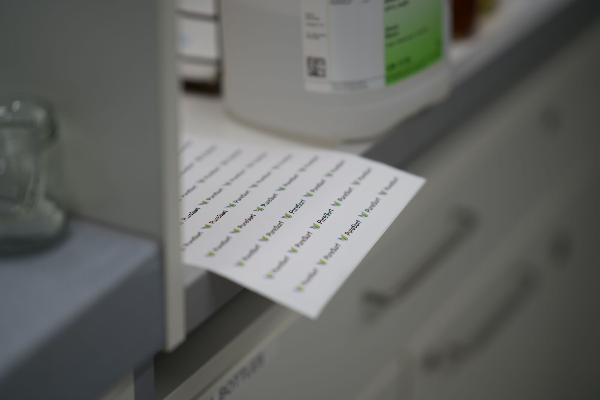 PureSurf sample labels in the lab