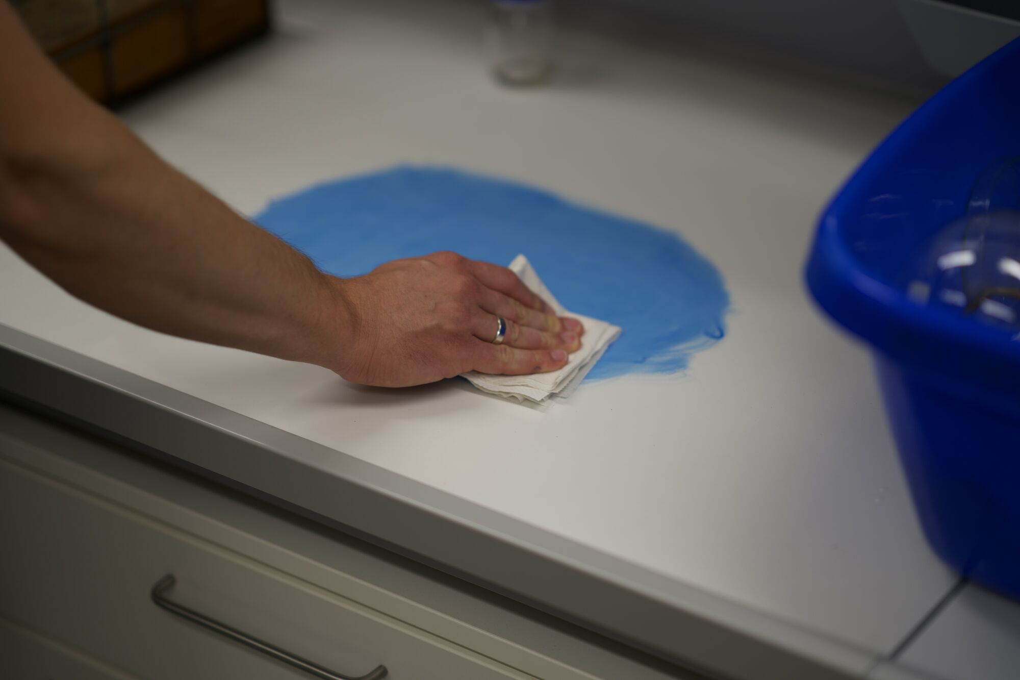 Cleaning study, blue gel wipe