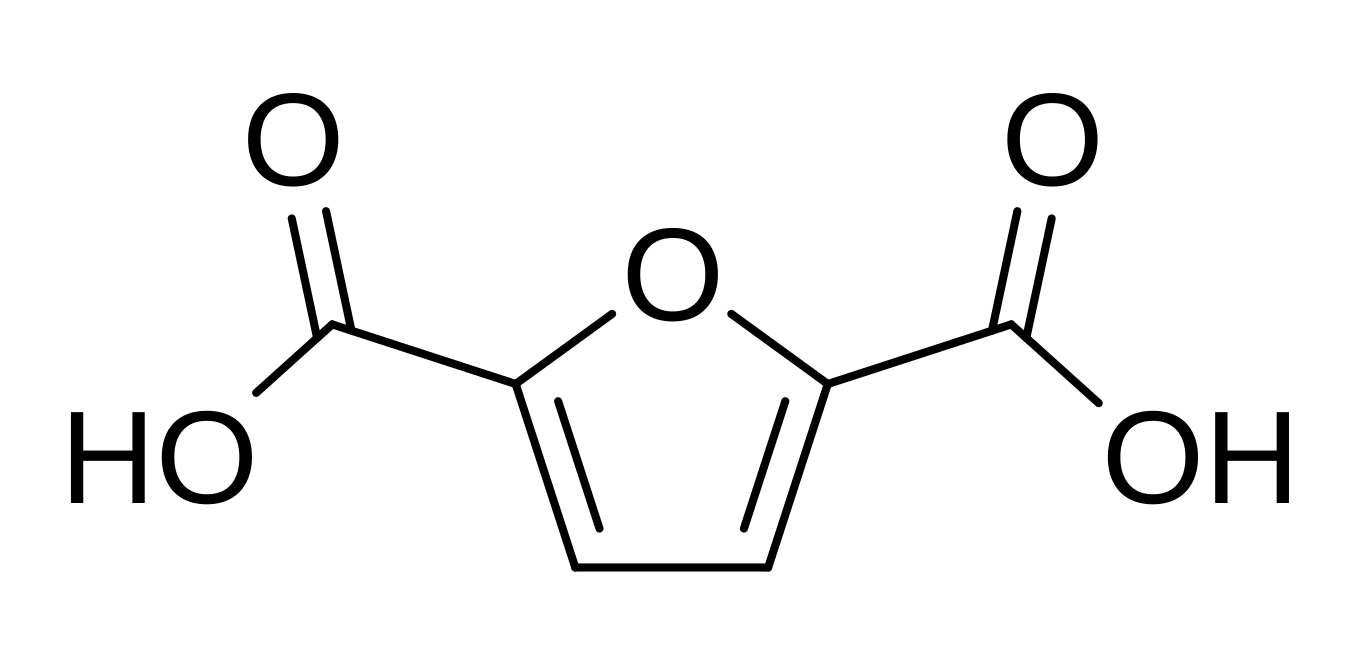 Structure of 2,5-furandicarboxylic acid (FDCA)